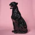 Bardzo duża czarna pantera vintage dziki kot ceramiczny