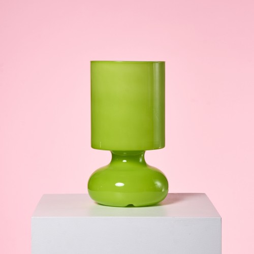 Szklana lampka stołowa vintage ikea LYKTA zielona