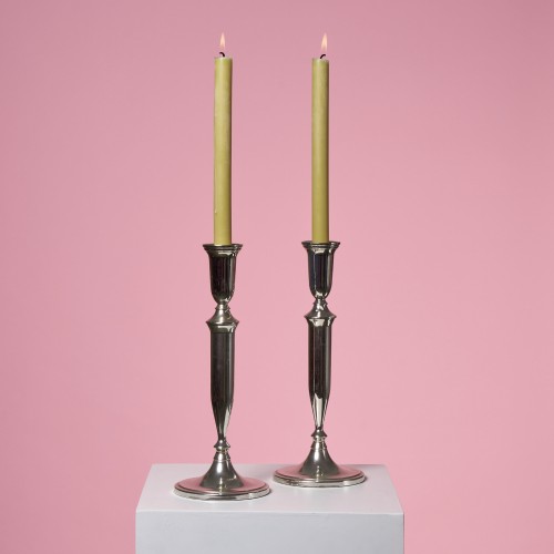 para vintage platerowanych swiecznikow