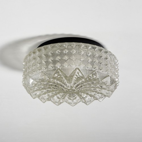 Okragly vintage plafon szklo prasowane