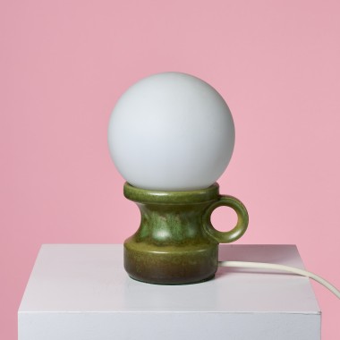 Zielona, ceramiczna lampka kula, Niemcy, lata 70., PAN Keramik