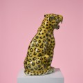 Duzy recznie malowany gepard leopard ceramiczny vintage