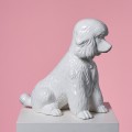 Biały ceramiczny pudel vintage