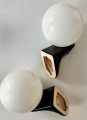 Para czarnych ceramicznych kinkietow vintage PRL