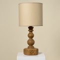 drewniana debowa lampa vintage z abazurem