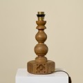 drewniana debowa lampa vintage z abazurem