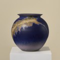 Duzy ceramiczny kobaltowy wazon vintage