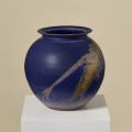 Duzy ceramiczny kobaltowy wazon vintage