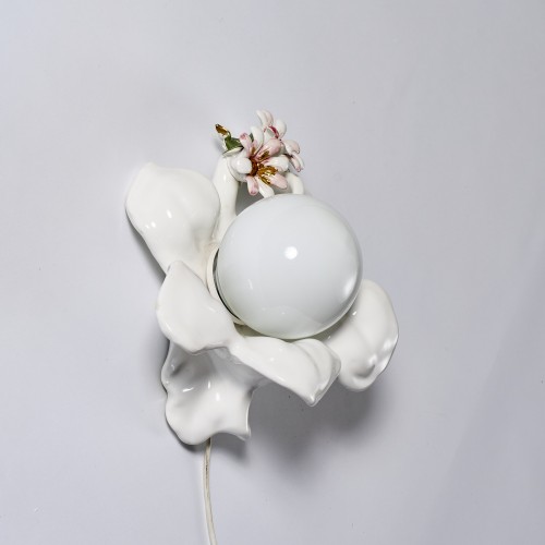 Ceramiczny kinkiet kwiat kula vintage